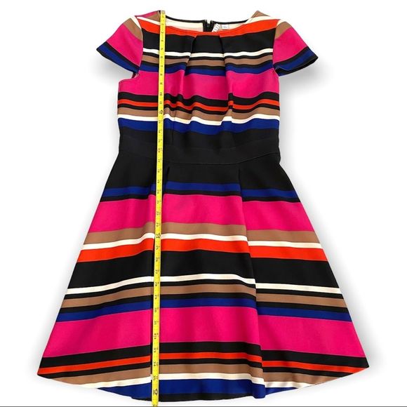 ELLE Multicolored Horizontal Striped Fit and Flare Dress Size S - Picture 7 of 12